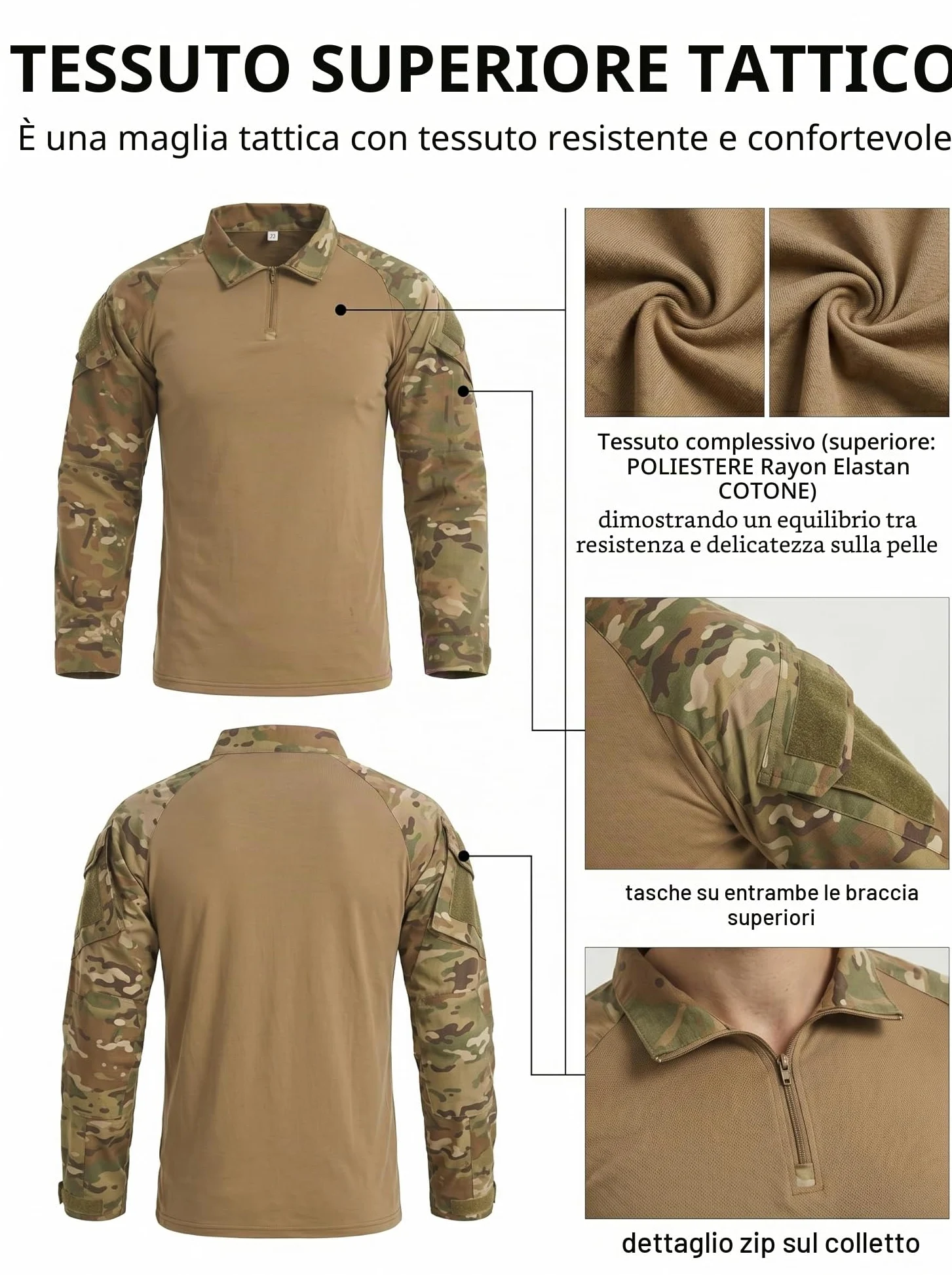 Airsoft Tactical Gear Paintball Camicia da Combattimento Pantaloni Militari Manica Lunga 1/4 Zip Camouflage Uniforme Tattica Caccia Arrampicata BDU