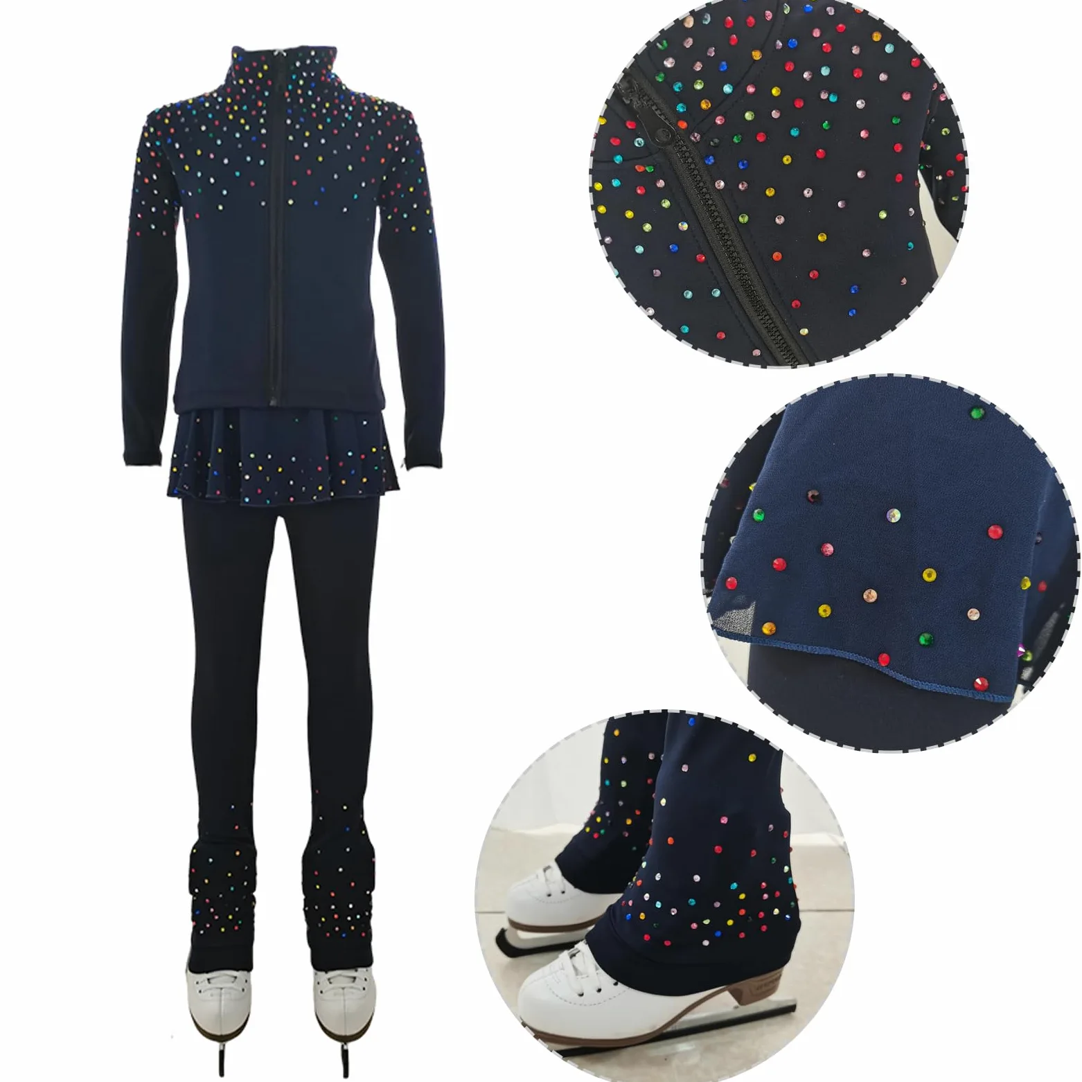 LIUHUO Figura Pattinaggio su Ghiaccio Allenamento Pantaloni Giacche Ragazze Delle Donne Pile Lucido Colorato Diamante Ragazza Confortevole