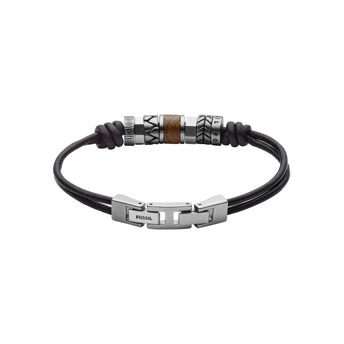 Fossil bracciale da uomo in acciaio inossidabile o pelle con chiusura a libro