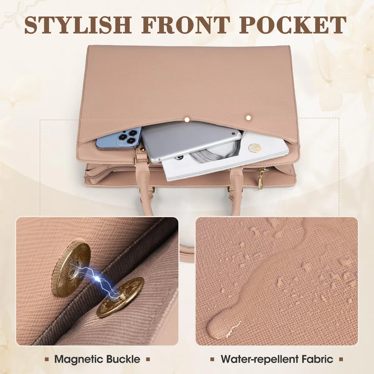 RAINSMORE Borsa da Lavoro Donna con Pochette Borsa Porta PC 15,6 Pollici Grande Borse a Mano Pelle PU Borse Messenger per Affari Ufficio Università