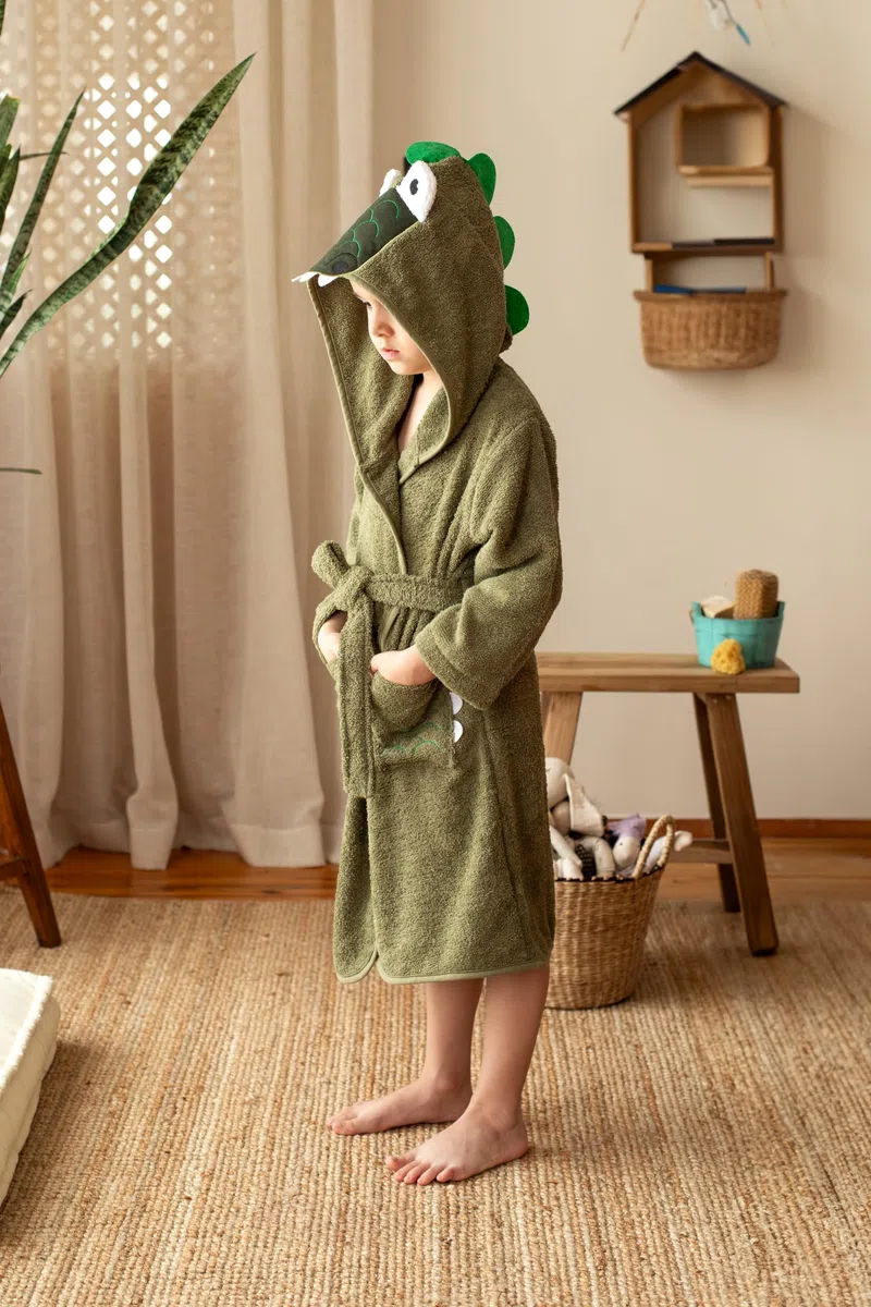 ELY PARKER Accappatoio Bambino e Ragazzo, Spugna, Asciugamano in Cotone Turco, con Cappuccio, Animale, Morbido, Assorbente, Comodo, Spesso