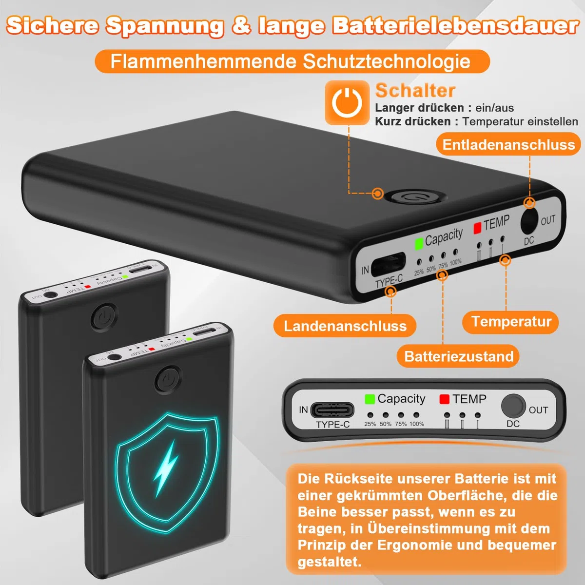 Calze Riscaldate a Batteria 6000mAH Calzini Scaldapiedi Con controllo dell'app, USB Riscaldati Scaldapiedi Elettrico Calze Design del calore in punta di piedi Termiche per Sci, Pattinaggio,Escursioni