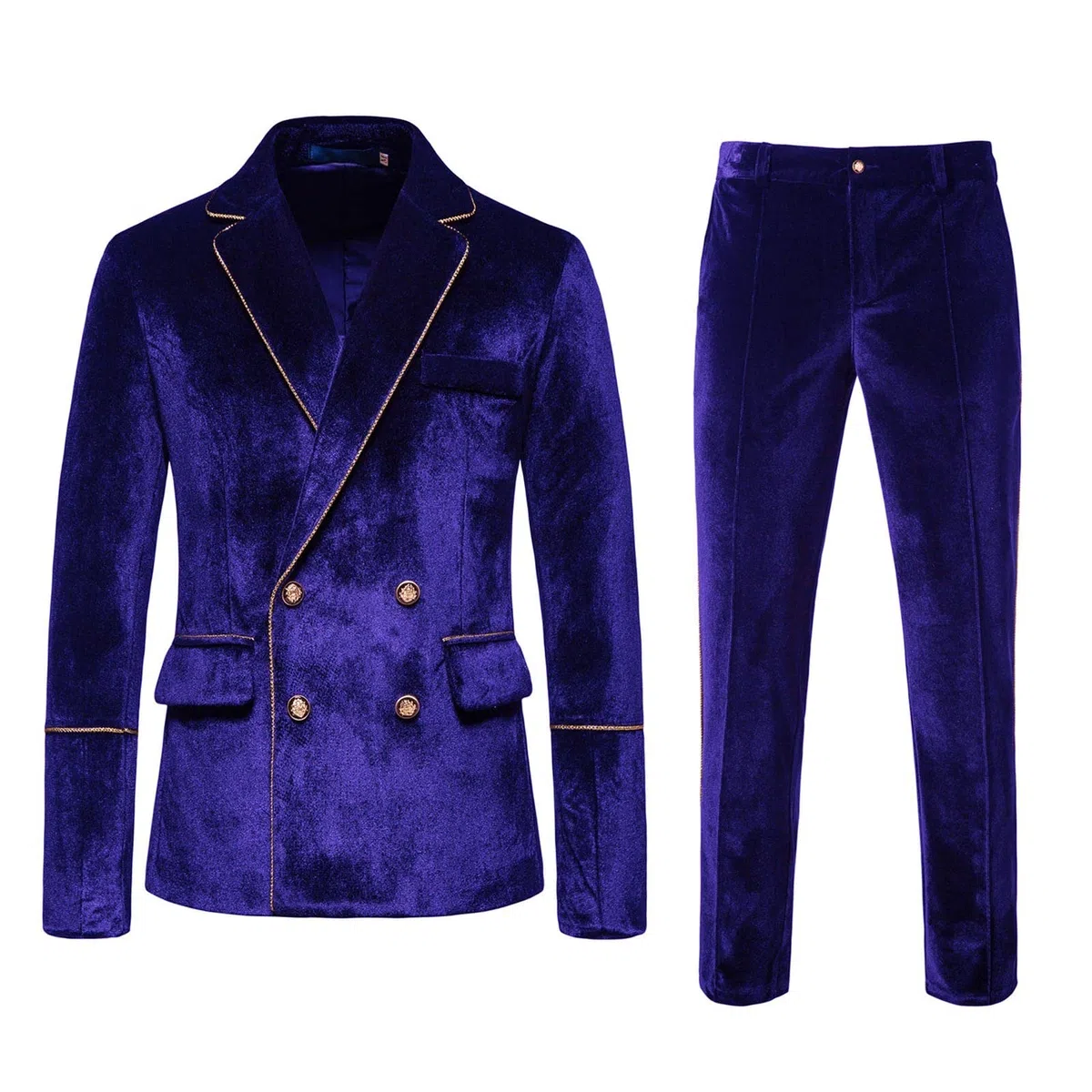Generisch Tuta da uomo in velluto, elegante e casual, set da due pezzi, blazer smoking, slim fit, giacca e pantaloni da uomo, per cena, matrimonio