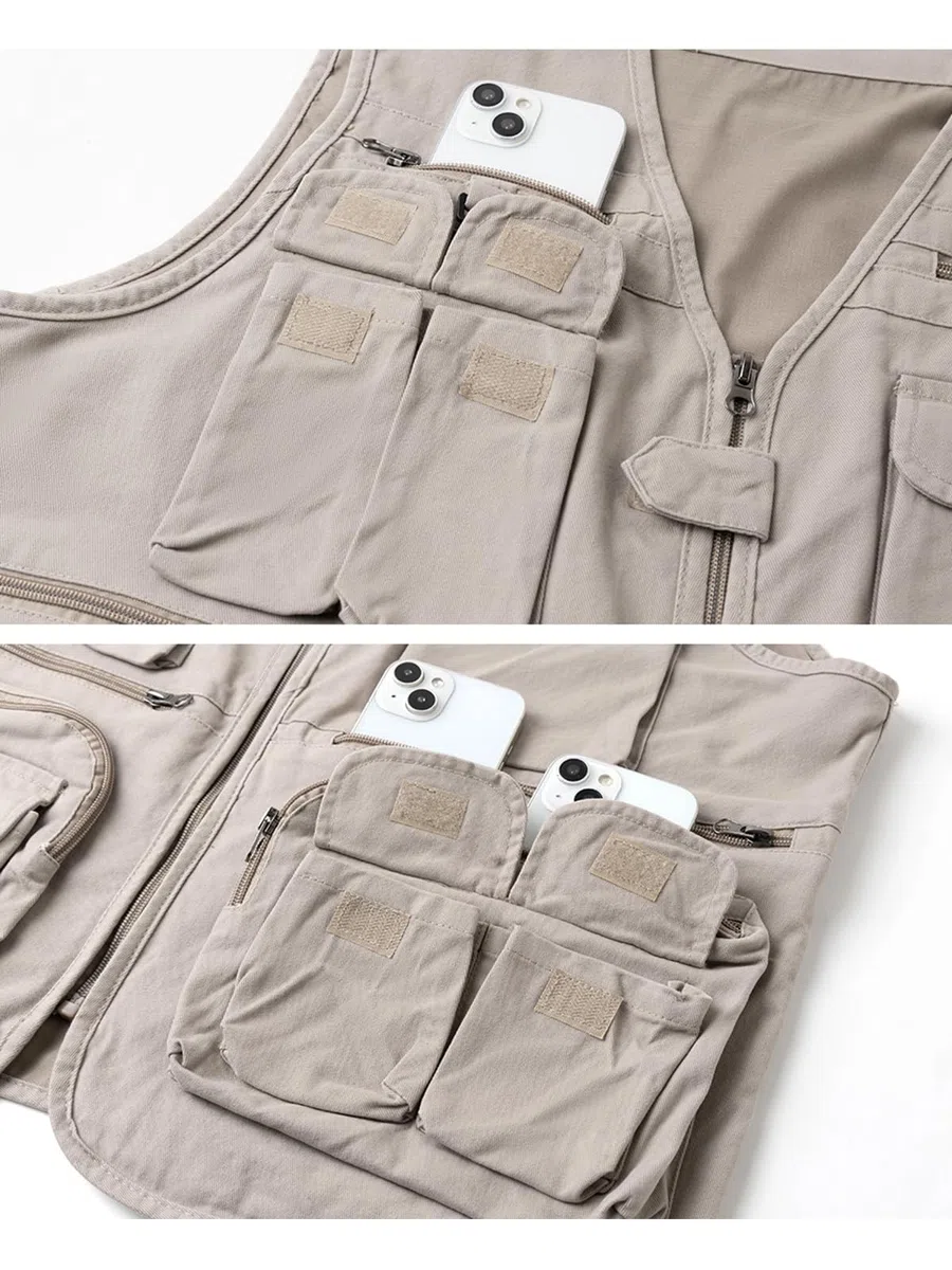Gilet da Pesca da Uomo Safari Estivo Gilet da Fotografo Senza Maniche Caccia Sportivo Giubbino