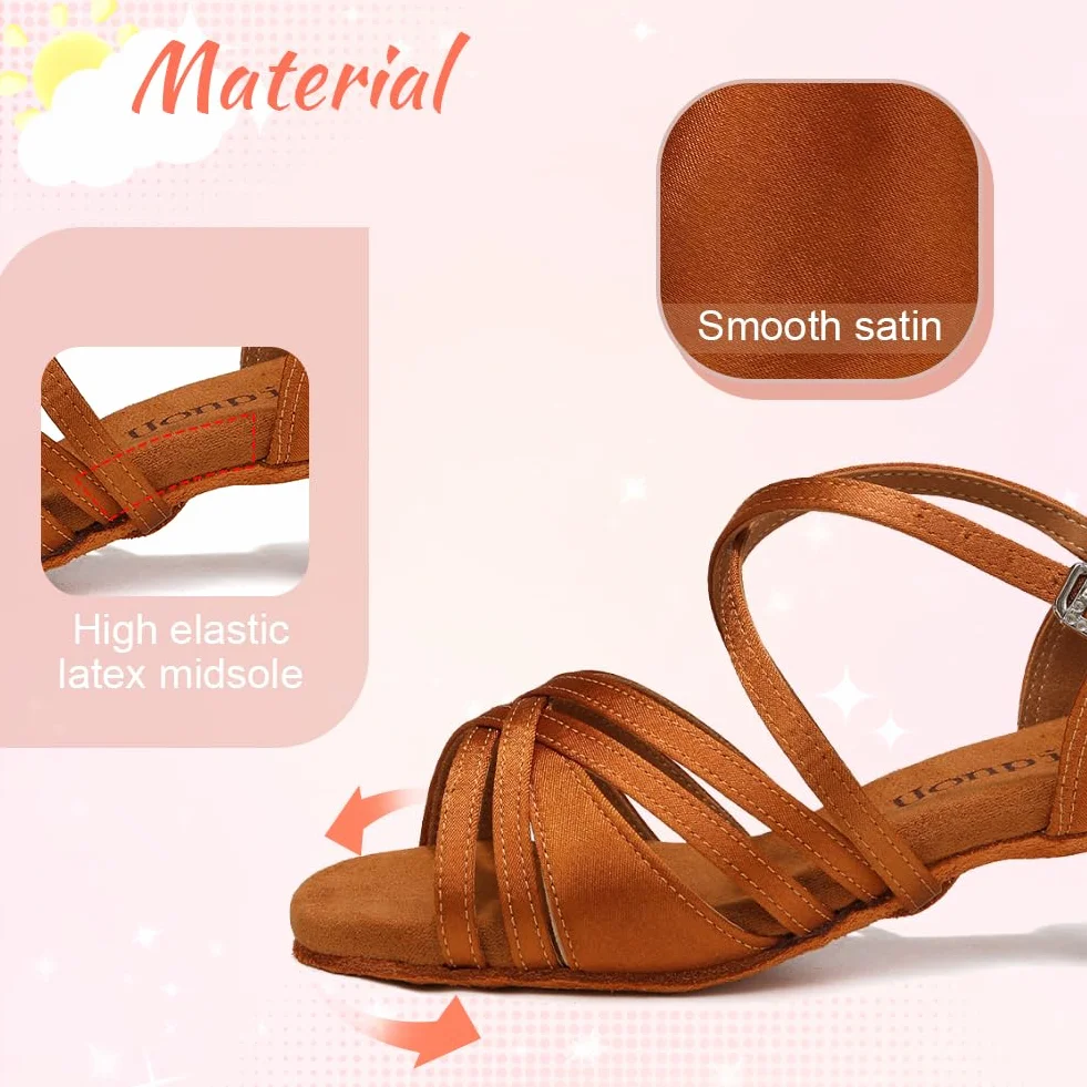 Scarpe da Ballo Latino Americano Bambina Tacco 4cm Raso
