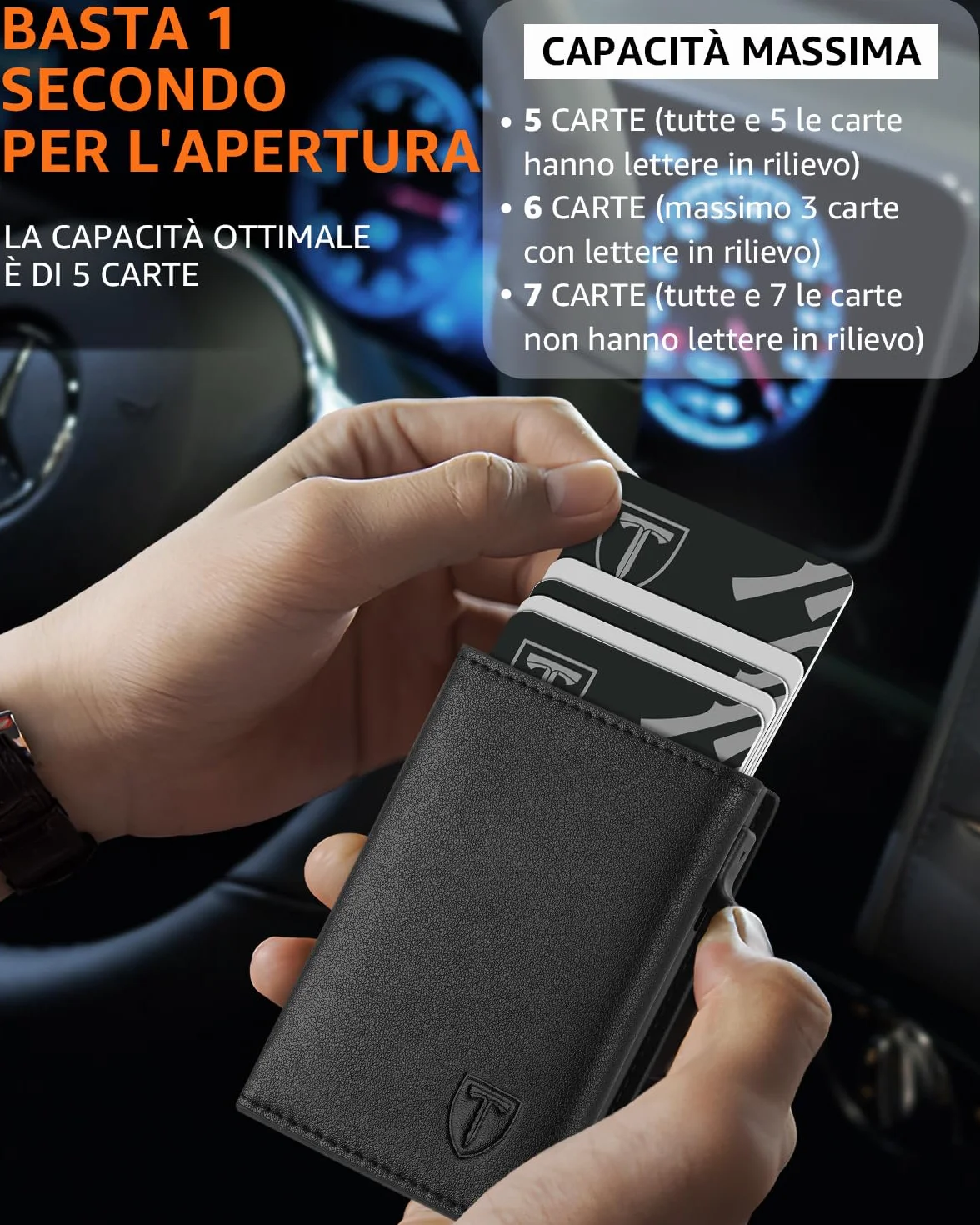 TEEHON Portafoglio Uomo Slim in Pelle con Protezione RFID, Portacarte Piccolo con Portamonete - Nero