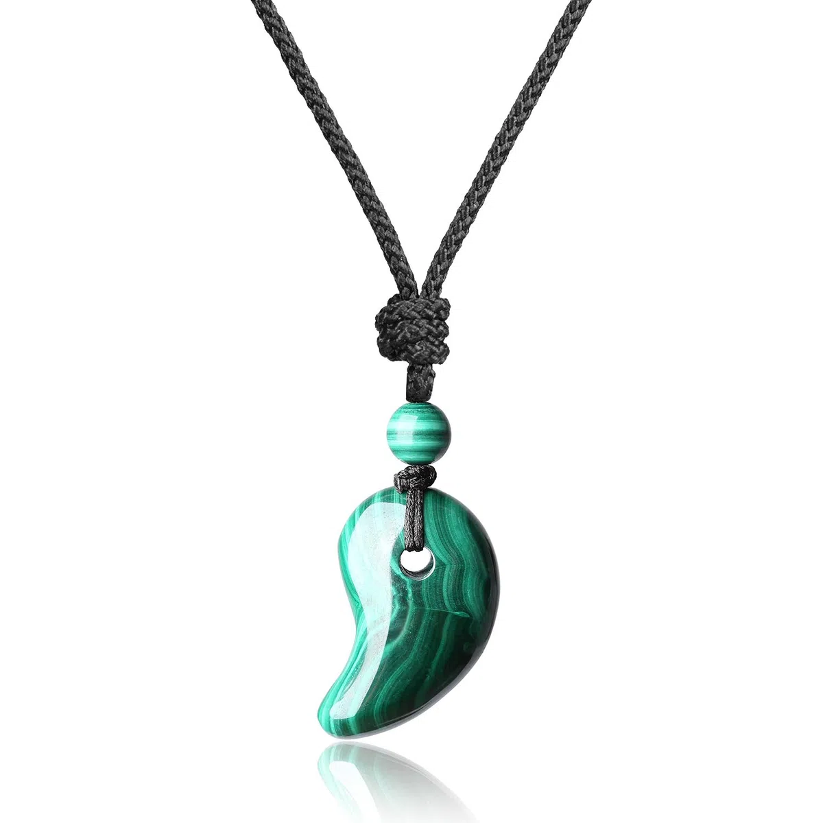 Collana da Uomo e da Donna con Ciondolo Pendente Magatama in Pietre Naturali Intarsiate con Totem Animali, Laccio Regolabile