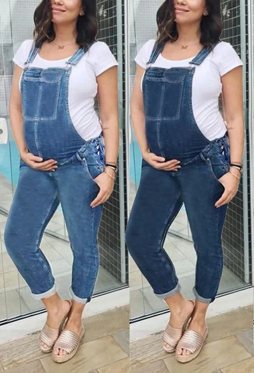 Salopette Premaman in Denim Salopette Premaman Gravidanza in Denim Salopette Moda Gravidanza