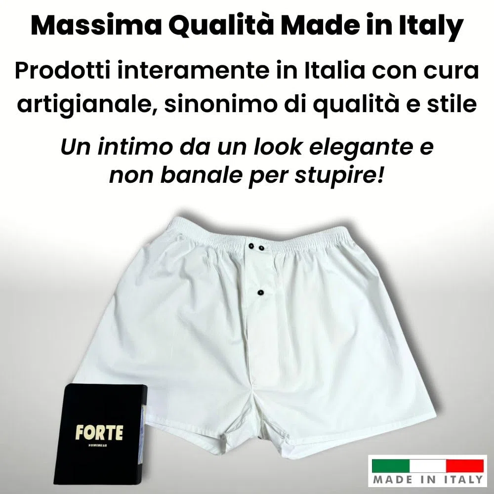 Generico Forte - Boxer Uomo Cotone 100 per Cento in Tessuto Popeline Made in Italy, Mutande Uomo Cotone, Taglie dalla S alla 5XL Intimo Uomo Cotone