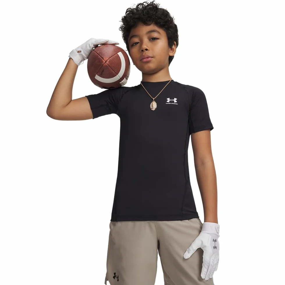Under Armour UA HG Armour SS T-shirt Bambini e Ragazzi Nero L