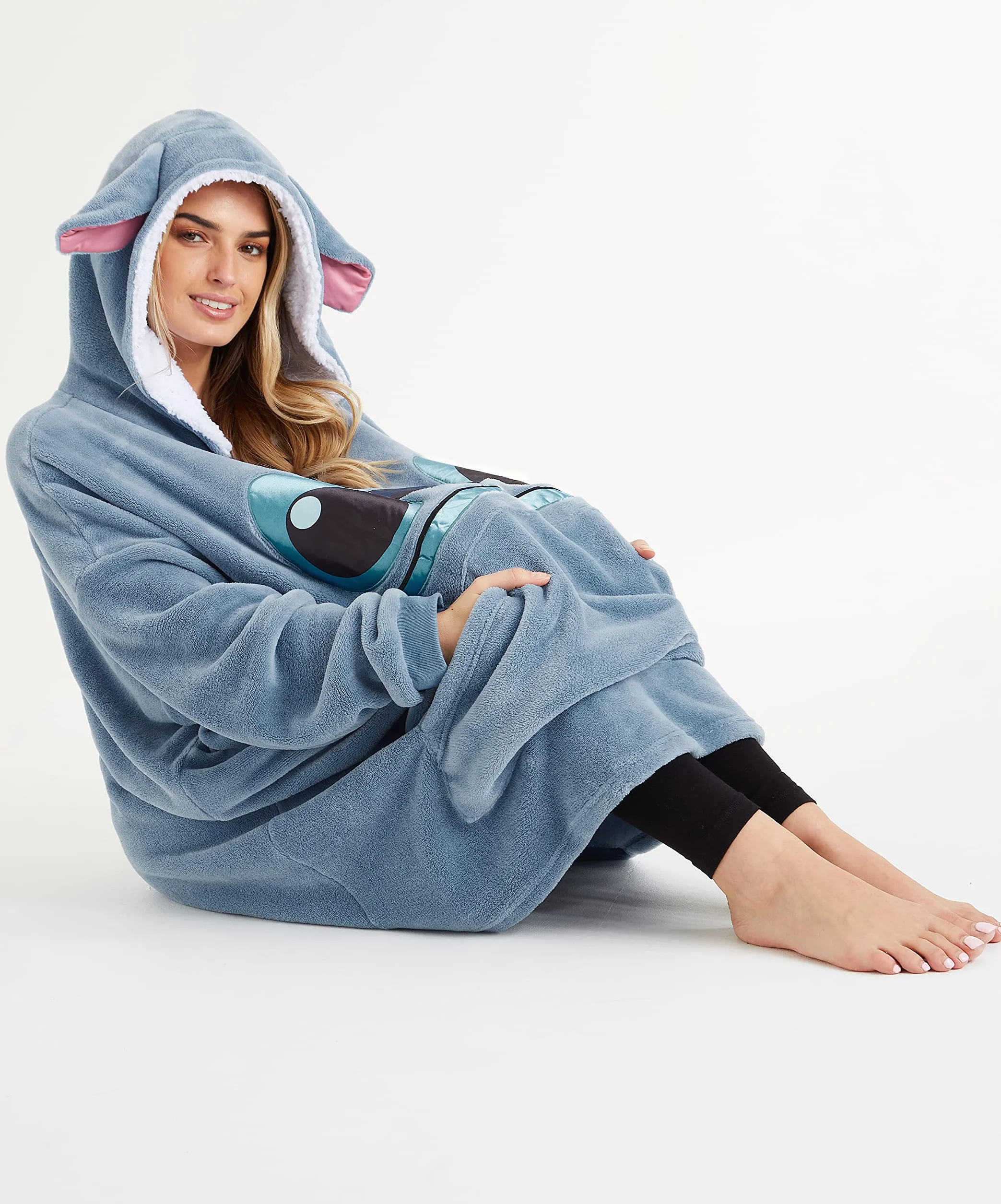 Disney Stitch Felpa Donna con Cappuccio Coperta Indossabile Oversize in Pile Ragazza Confortevole e Morbido Idea Regalo