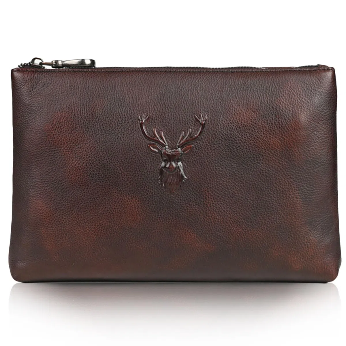 Pochette in Pelle Conciata al Vegetale per Uomo, Borsa a Mano Multiuso per Affari, Borsa da Polso di Lusso, Portafoglio Grande, Clutch per Tablet 9.7 Pollici