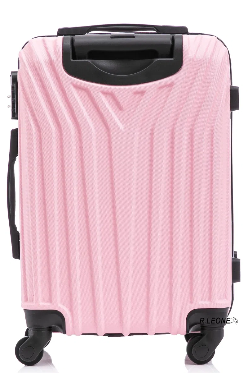 R.Leone Valigia da 1 Fino a Set 4 Trolley Rigido grande, medio, bagaglio a mano e bagaglio EasyJet 45X36X20cm 4 ruote in ABS 9002 (Rosa Pastello, L Misura Grande)