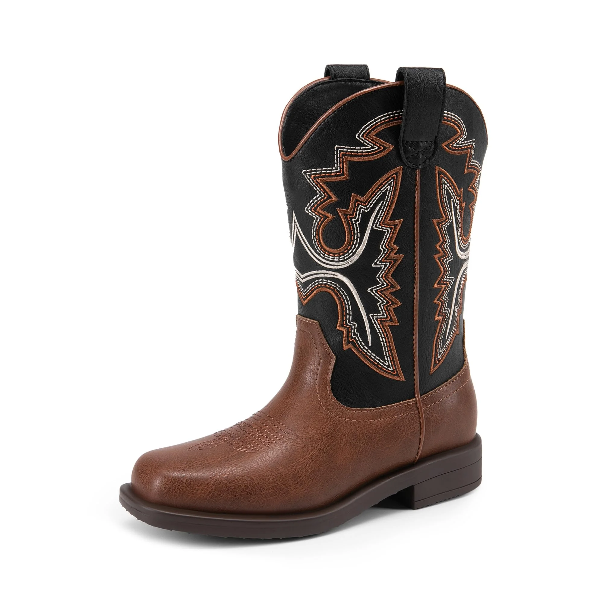 DREAM PAIRS Stivali da cowboy per ragazzi e ragazze punta quadrata stile western
