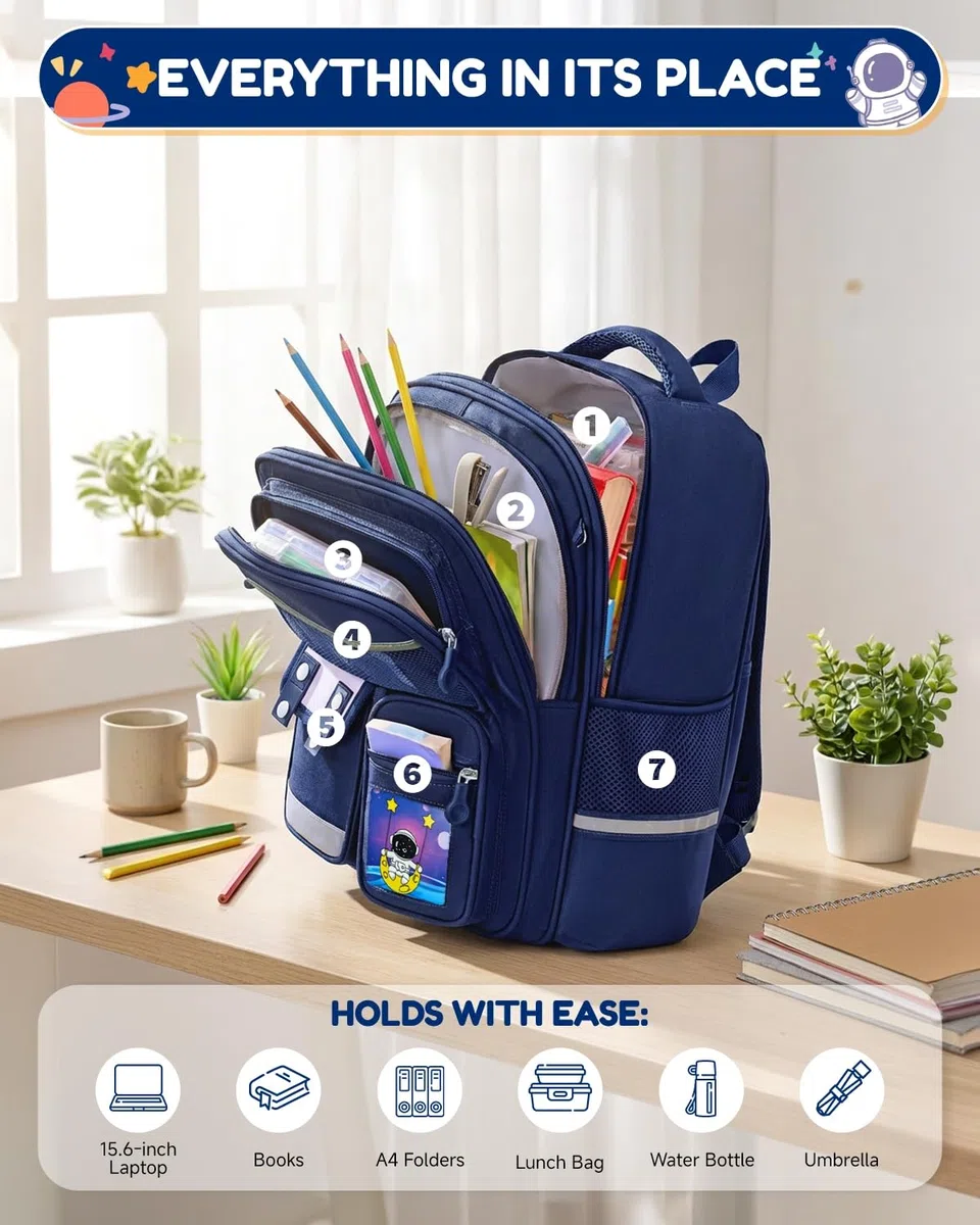 Amythe Zaino Trolley per Ragazzi 6-10 Anni, Zaino Bambino Scuola Elementare 20L con Carrello Rimovibile 6 Ruote, 20L Zaini Elementari con Rotelle per Bambini, Blu