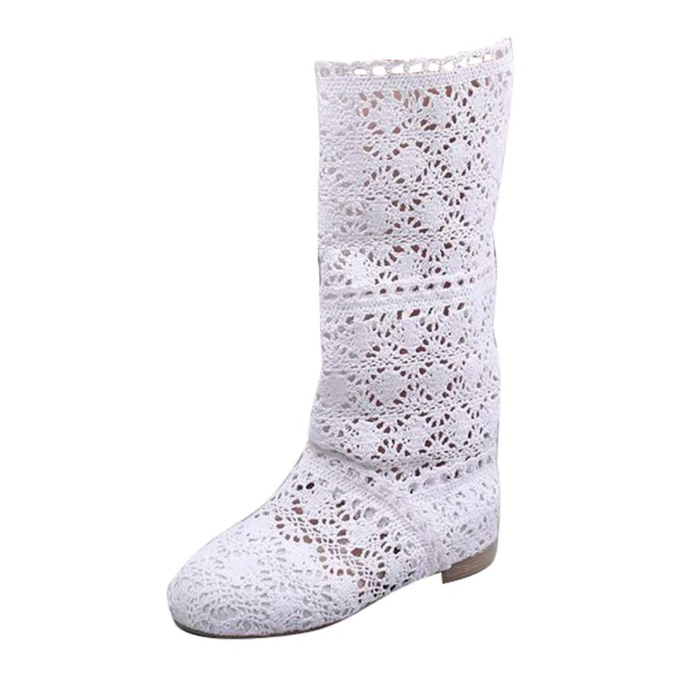 ORANDESIGNE Donna Ricamo Stivali Estive Affascinante Traspirante Stivali Elegante Sandali