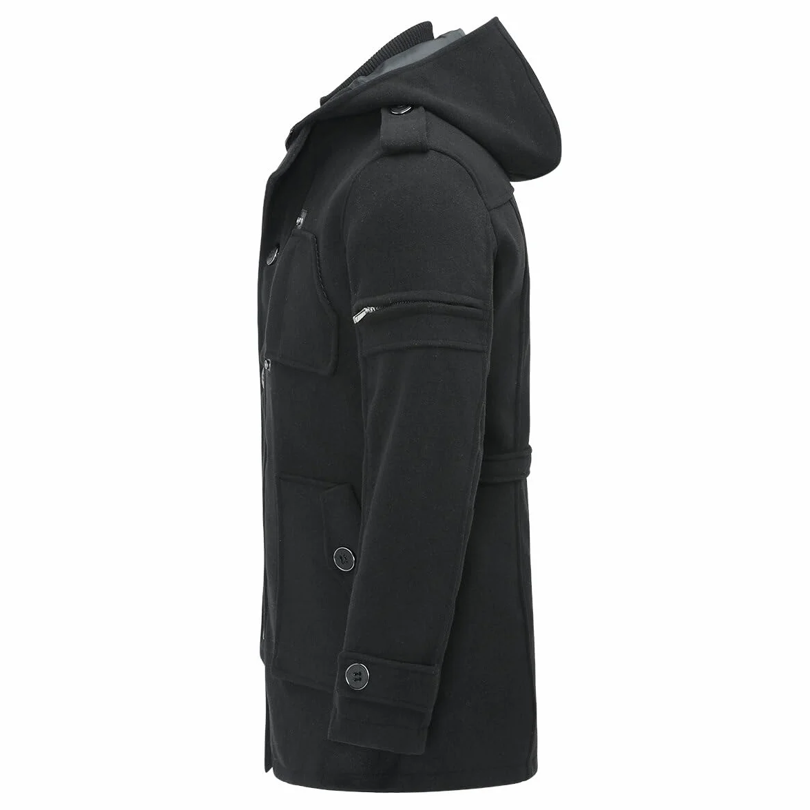 YOUTHUP Cappotto di lana con Cappuccio da uomo Invernale Trincea Cappotti Regular Fit