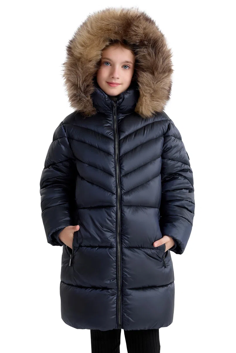 SOLOCOTE Cappotto invernale imbottito per ragazze con piumino sintetico, cappuccio in pelliccia finta, foderato in sherpa, giacca parka resistente all'acqua