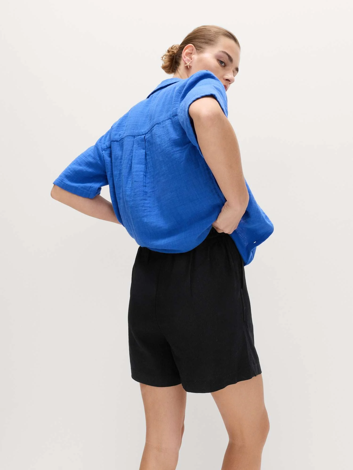 Marks & Spencer Donna Vita Alta Misto Lino Shorts con Coulisse