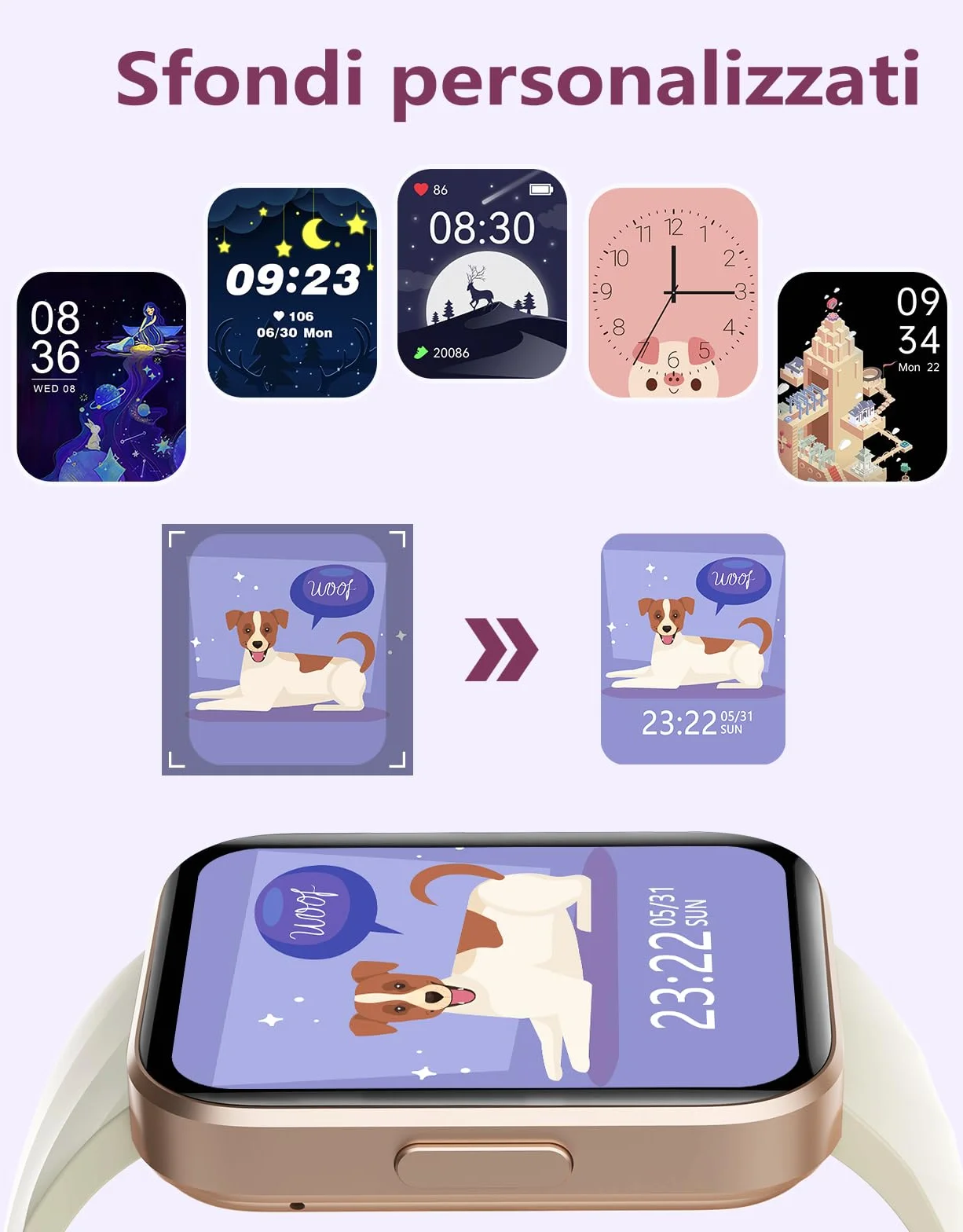 RUIMEN Smartwatch Uomo Donna Chiamate Whatsapp Smart Watch Contapassi Cardiofrequenzimetro Saturimetro Orologio Smart Fitness Sportivo Impermeabile Android iOS