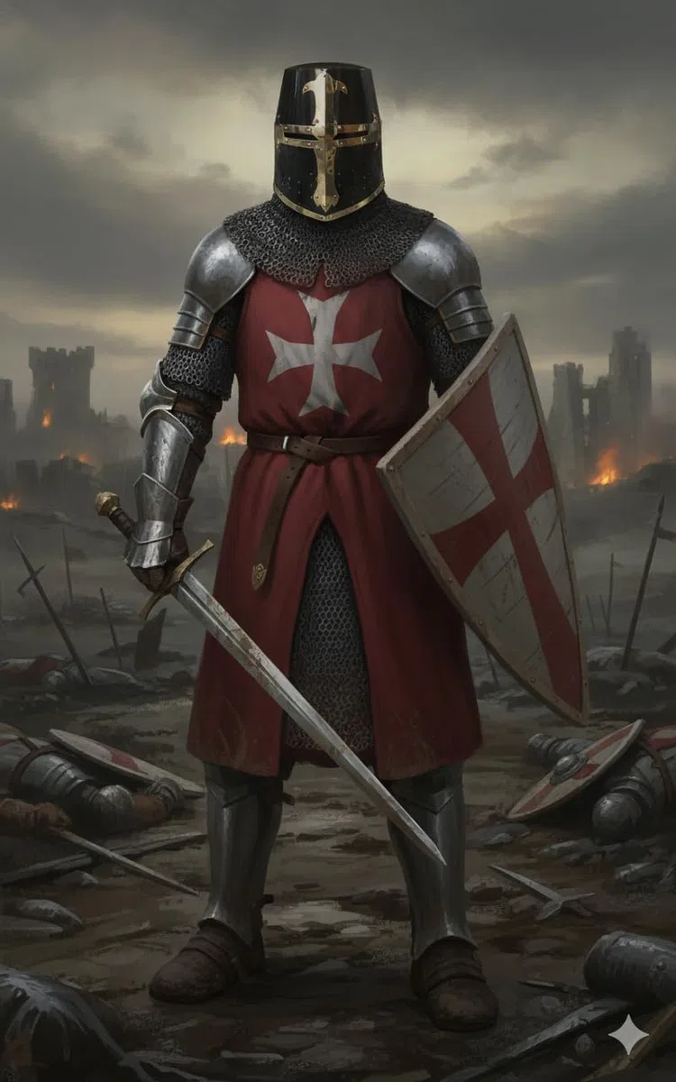 Nautical Replica Hub - Casco Medievale da Cavaliere Templare di Halloween, Finitura Nera in Acciaio Calibro 18 con Accenti in Ottone, Taglia Standard per Adulti