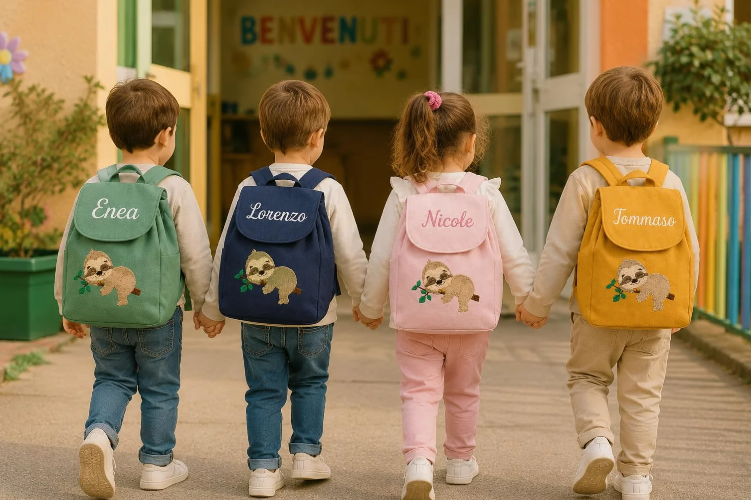 Zaino per scuola asilo bambino bambina con ricamo personalizzato - Zaino ricamato - Zainetto personalizzato - Bambina bambino da 2 a 7 Anni - Idee Regalo (Rosa Baby)