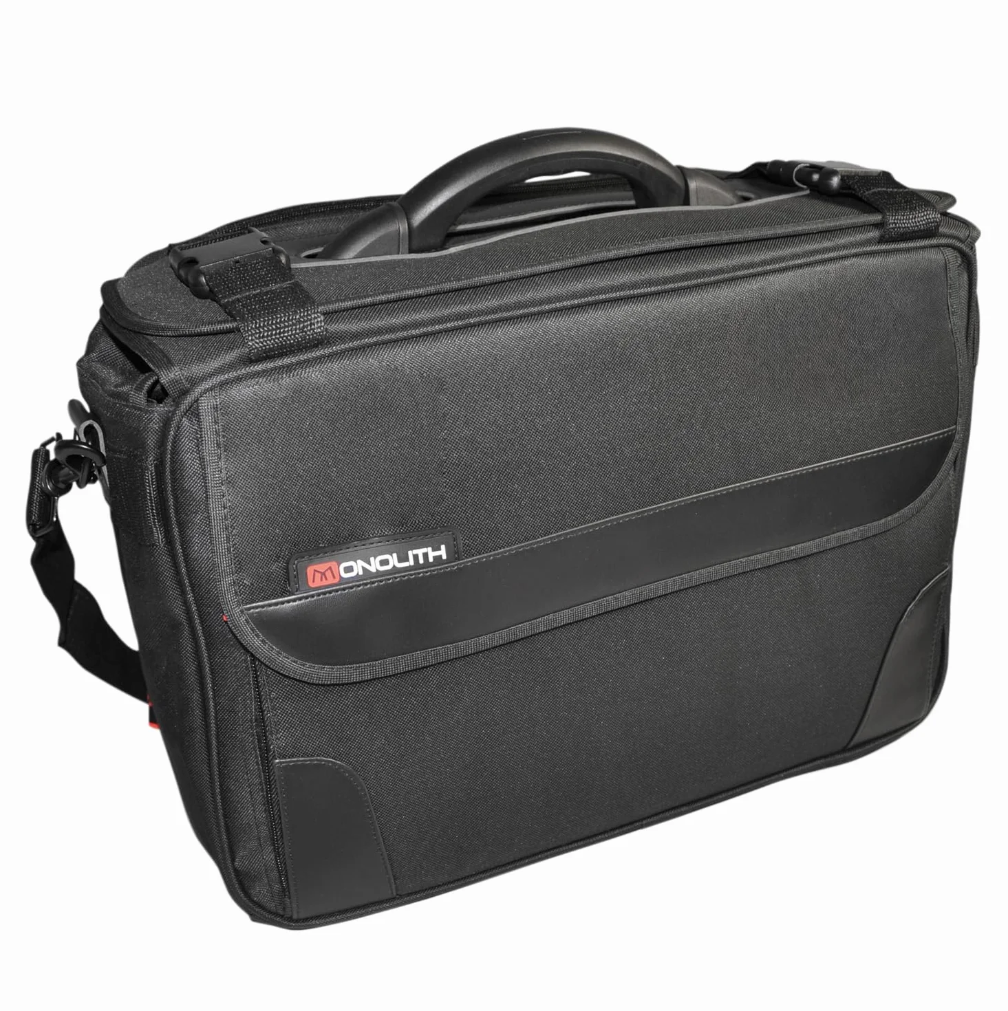 monolith 2000002168 - Valigetta da pilota morbida in nylon, valigetta portadocumenti 21 litri, scomparto per laptop da 15,6 pollici, nero
