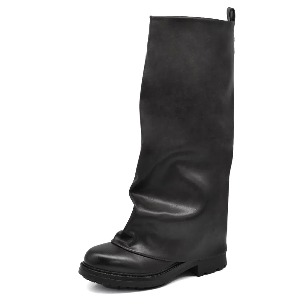 IF Stivali da Donna Stile Oversize Robin con Ghetta Gambale Ampio e Suola Spessa Antiscivolo GA036