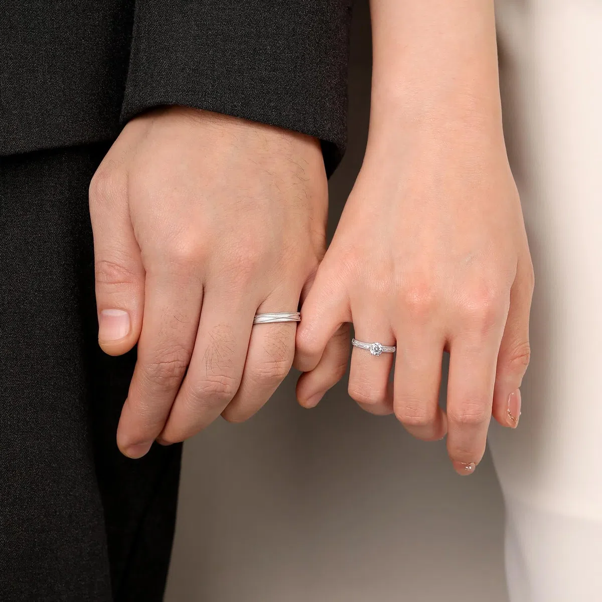 Meissa Anelli di Fidanzamento in Argento 925 Sterling con Zirconia Cubica, Fedi Nuziali Regolabili e Delicate, Set Promessa Sposa con Taglio Rotondo Brillante, Set di due anelli