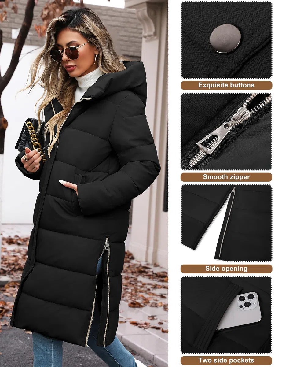 Vancavoo Giubbotto Donna Invernale Piumino Lungo Cappotto Trapuntato in Caldo Giacca Parka con Cappuccio