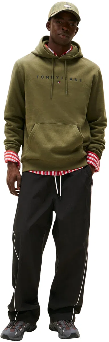 Tommy Jeans Uomo Felpa Linear Logo con Cappuccio