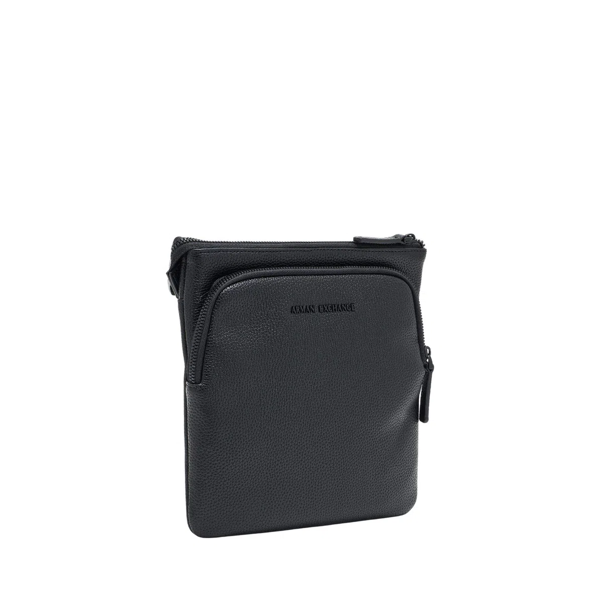 Armani Exchange Madrid, Sustainable, Embossed Logo, Crossbody Pieghevole Uomo, Nero, Taglia Unica