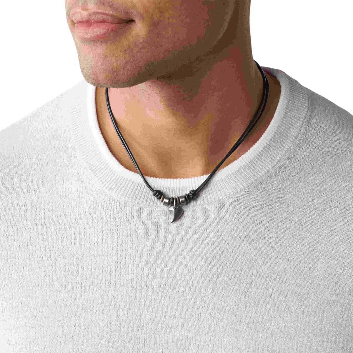 Fossil Men's Jewellery Made of Stainless Steel, 42 cm + 5 cm Extension, Pendant: 15 x 13 mm