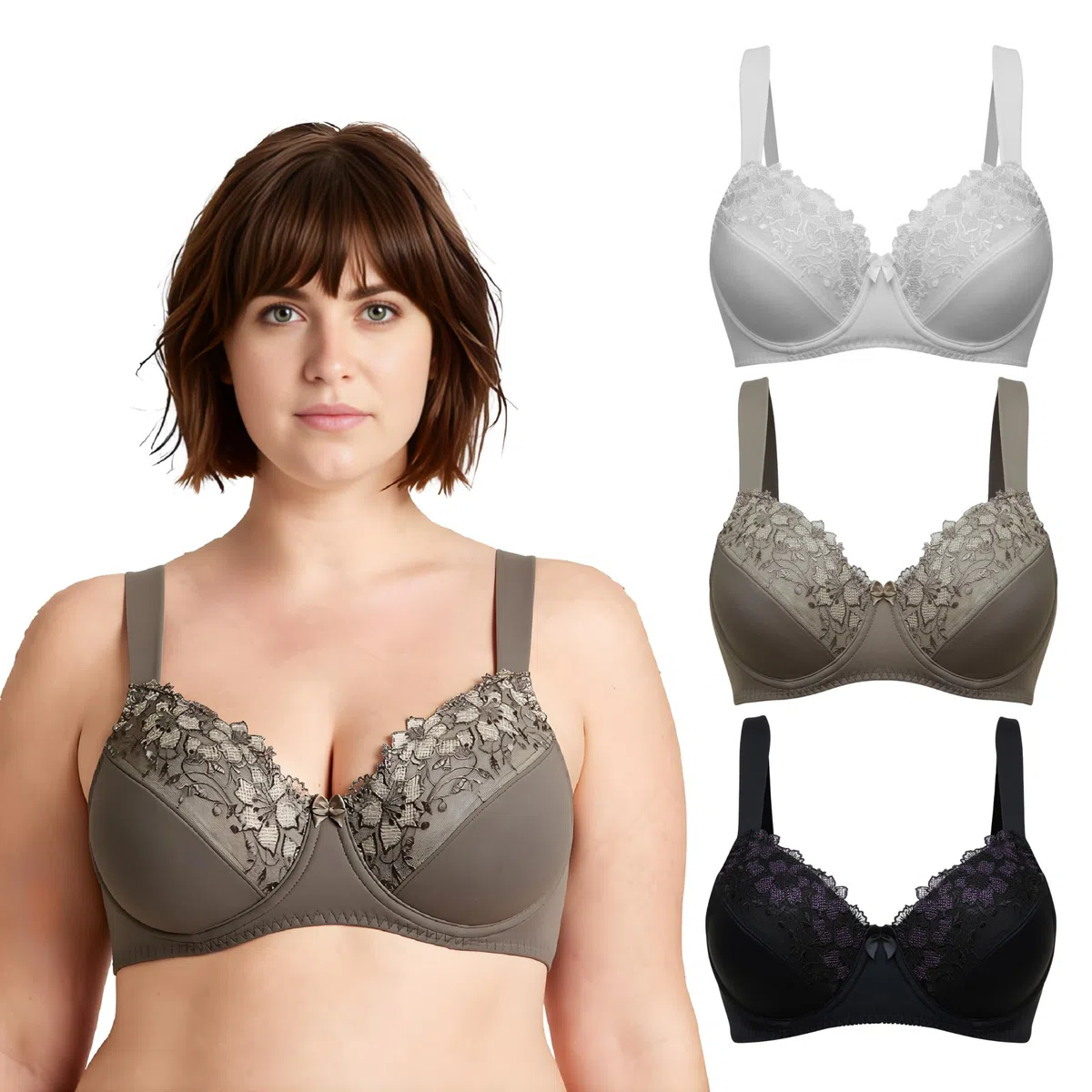 Curve Muse Reggiseni sfoderati con Ferretto Minimizer Taglie Forti con Pizzo Ricamato