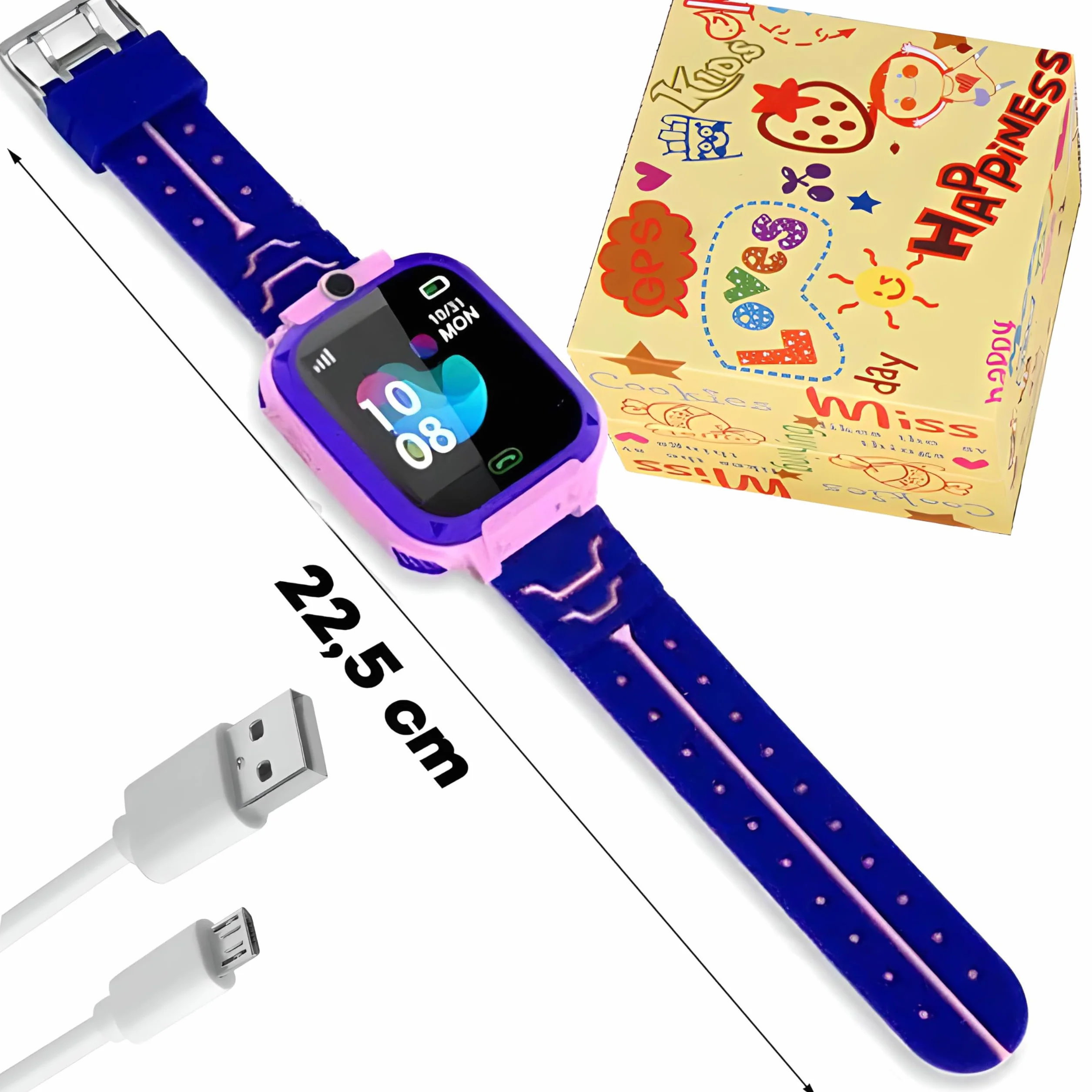 Retoo Smart Watch per bambini bambino orologio da polso intelligente GPS SOS chiamata cellulare con musica, sveglia, modalità scuola, torcia