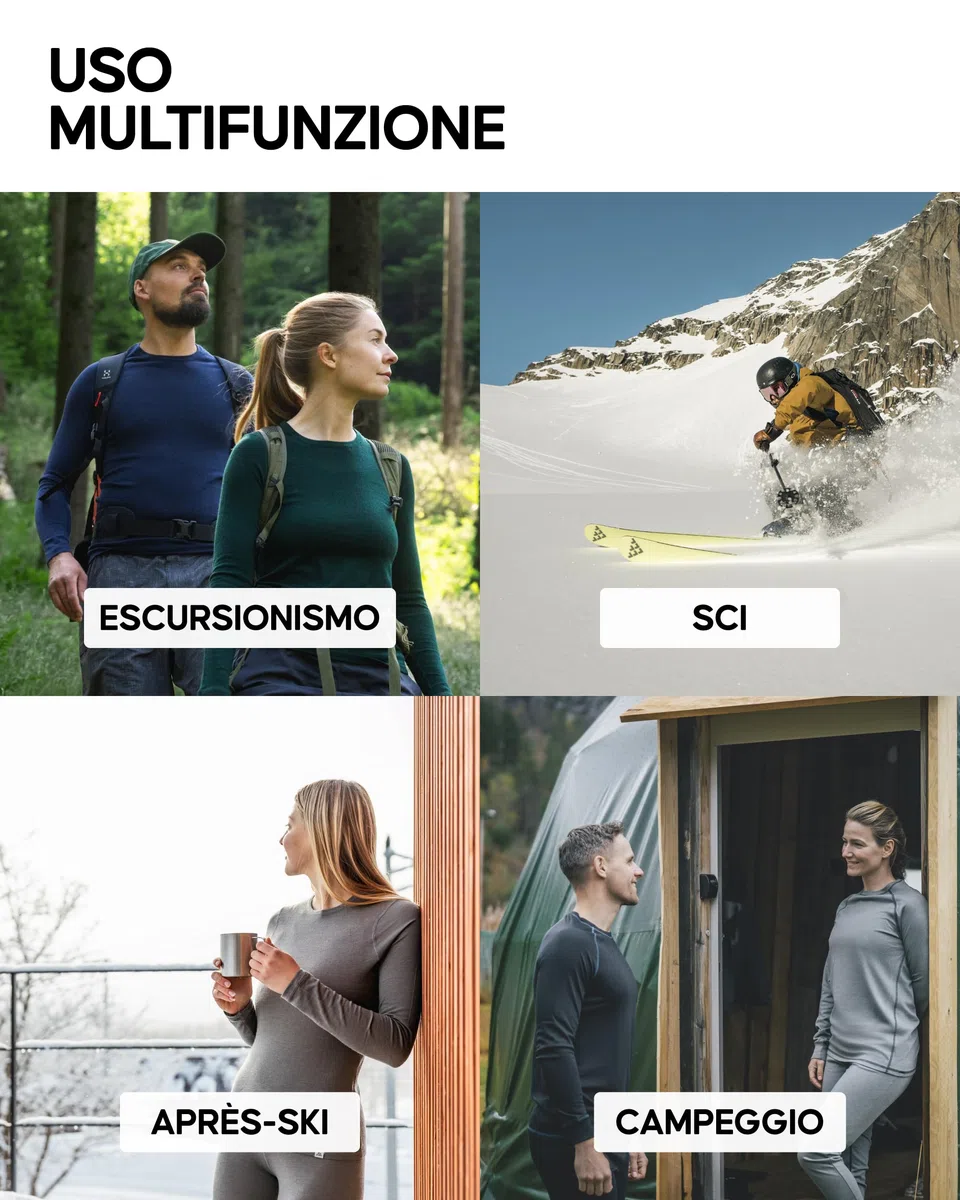 DANISH ENDURANCE Leggings Donna in Lana Merino, Pantaloni Termici, Pantacollant Invernali da Sci