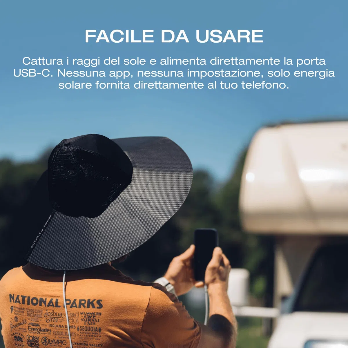 EcoFlow Cappello Solare(M-L) con Generazione di energia Solare a 360 Gradi, Impermeabile, Ultra Leggero, con Doppia Porta USB-A e USB-C, per Escursionismo, Pesca e in Spiaggia