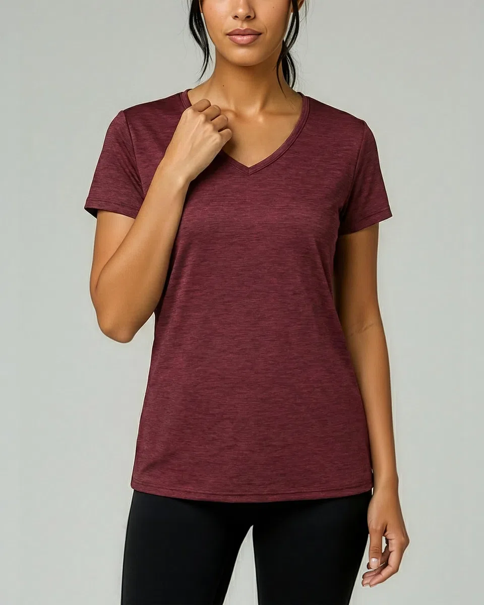 Real Essentials Ladies Dry Fit V Neck T-Shirt Donna (Pacco da 5)