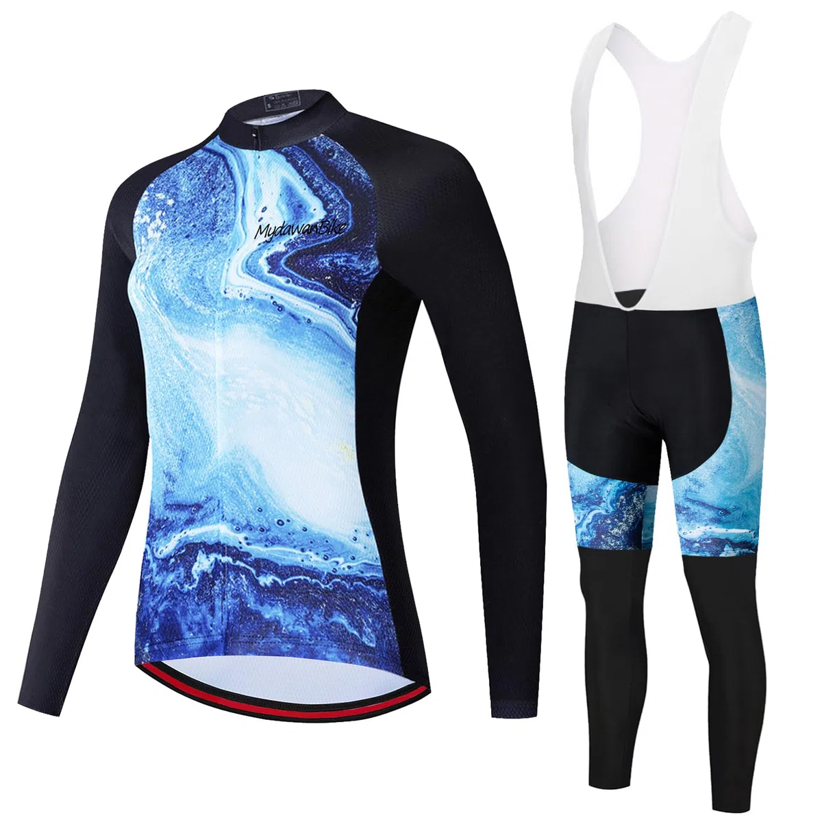 Completo Ciclismo Donna Abbigliamento Bici MTB,Maglia Ciclista Maglietta Ciclo Maniche Lunghe Giacca e Salopette Pantaloni con 19D Gel Imbottiti,Completi Tuta da Bicicletta Jerseys Rapida Traspirante