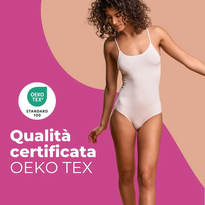 FOCENZA Set 3 Pezzi Body Donna in Morbida Microfibra Elasticizzata con Spalline Sottili, Intimo Donna Confortevole ed Elastico in Vari Colori, Made in Italy