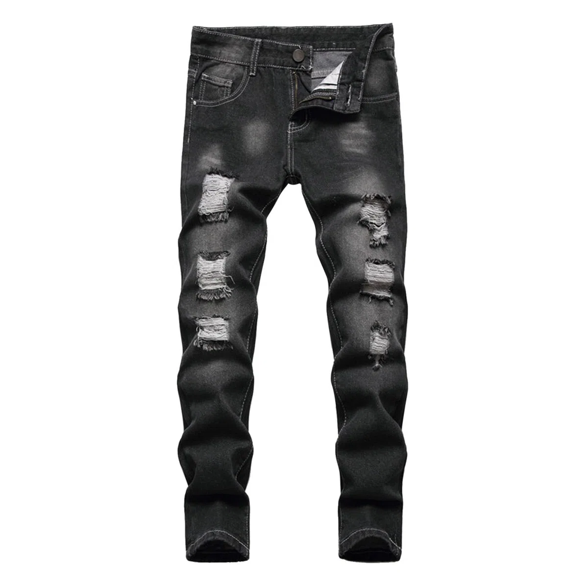 Jeans da ragazzo skinny fit strappato in denim invecchiato pantaloni alla moda slim gamba pantaloni per bambini dai 3 ai 16 anni abbigliamento casual