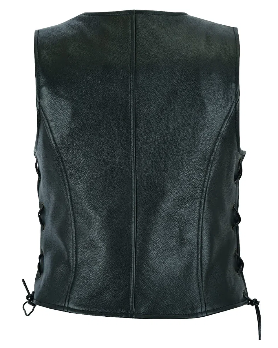 Gilet in Pizzo Laterale Stile Motociclista da Donna in Pelle
