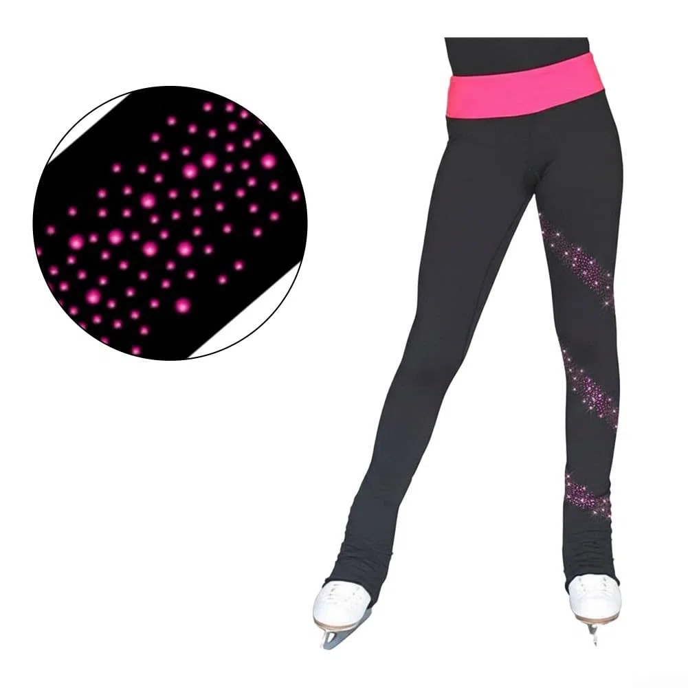 Pantaloni da allenamento per pattinaggio artistico, foderati in pile, impermeabili, elasticizzati, adatti alla pelle, per bambini e adulti, taglie XXXS-XXXL