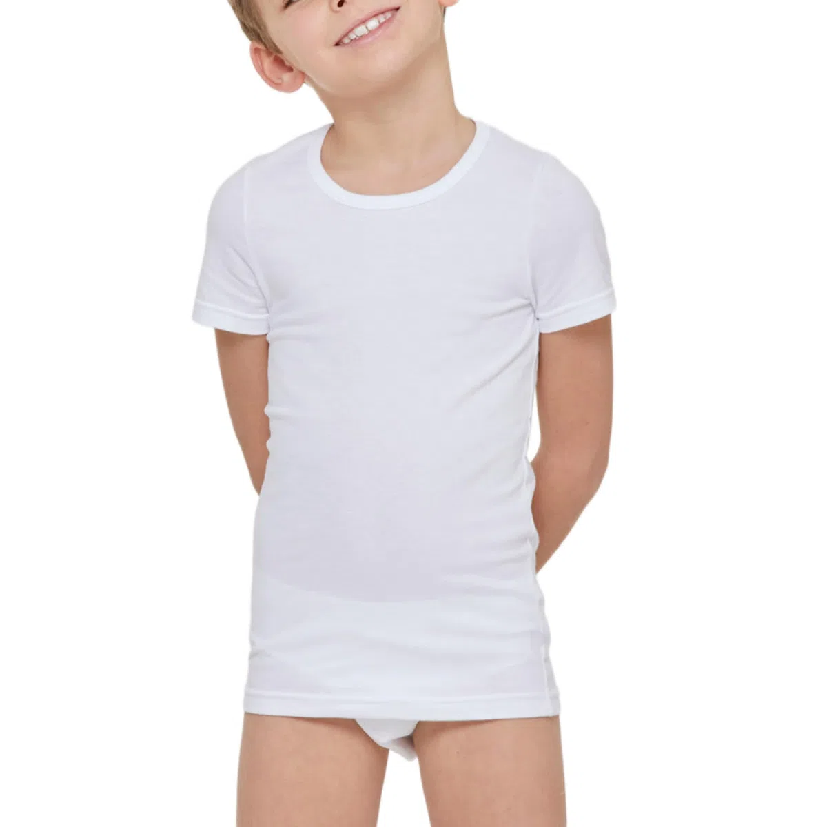 Maglia Intima (6 Pezzi) 100% Caldo Cotone Bambino Ragazzo Mezza Manica Invernale