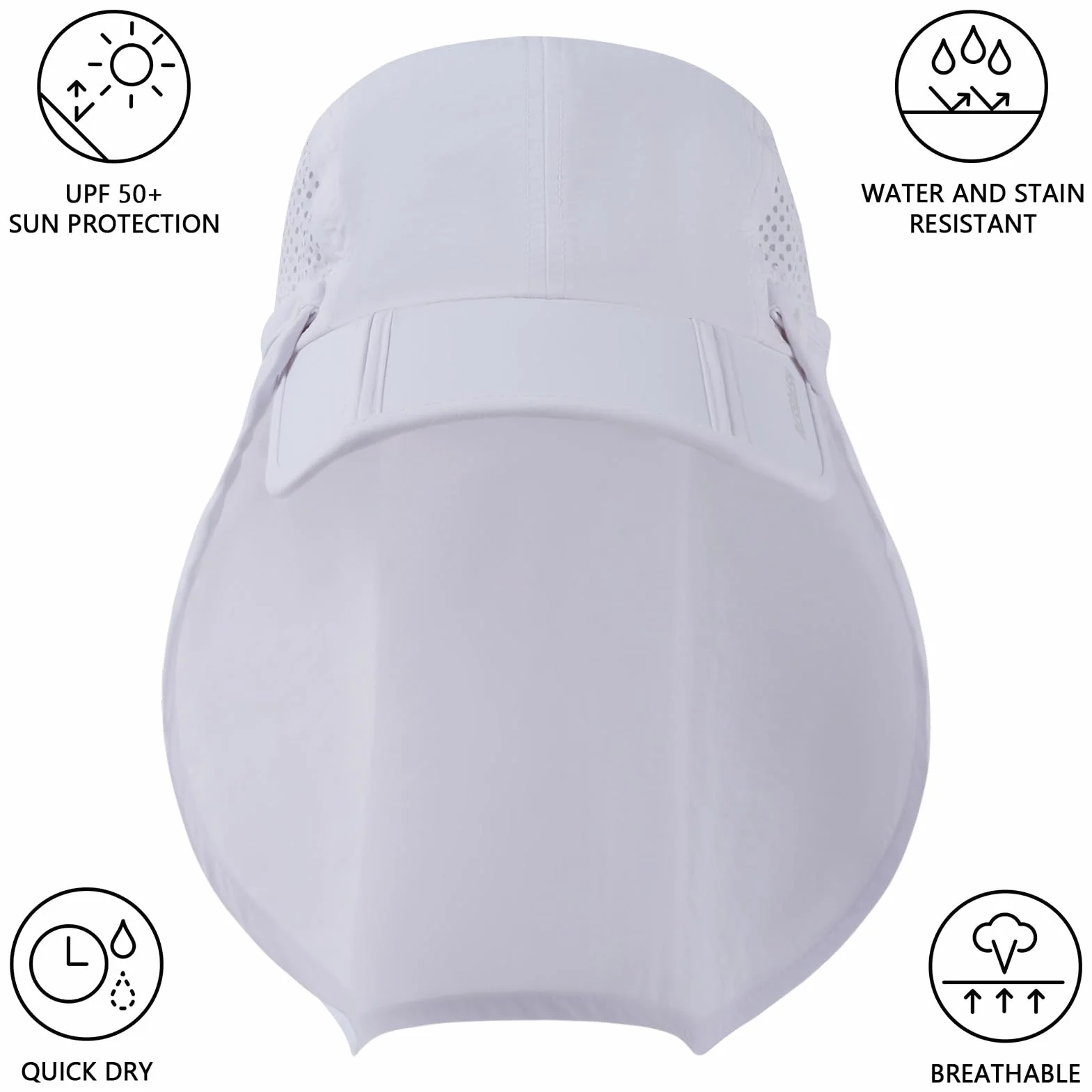 Bassdash UPF 50 + Cappello da Pesca Pieghevole Cappello da Baseball cap con Collo Rimovibile Flap Portatile per Uomini Donne Golf Escursionismo