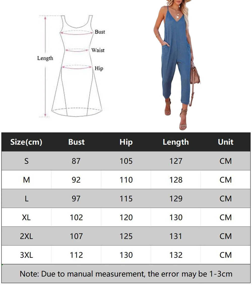 Haibang Jumpsuit a Gamba Larga Donna Estiva Senza Maniche Scollo a V Profondo con Tasca
