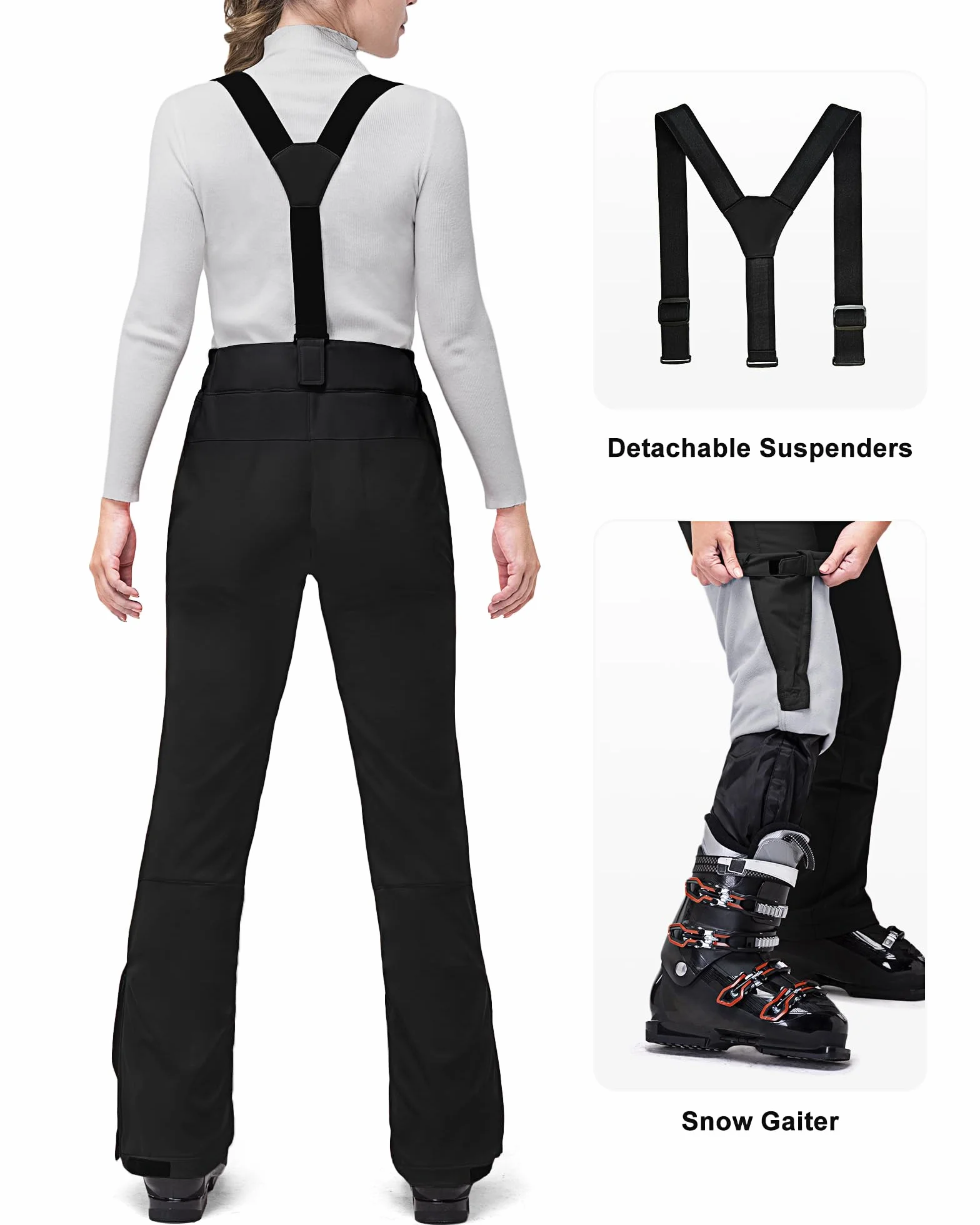 33,000ft Pantaloni da sci da donna, impermeabili, antivento, in softshell, con calda imbottitura, da snowboard, da sci, da trekking, da sci