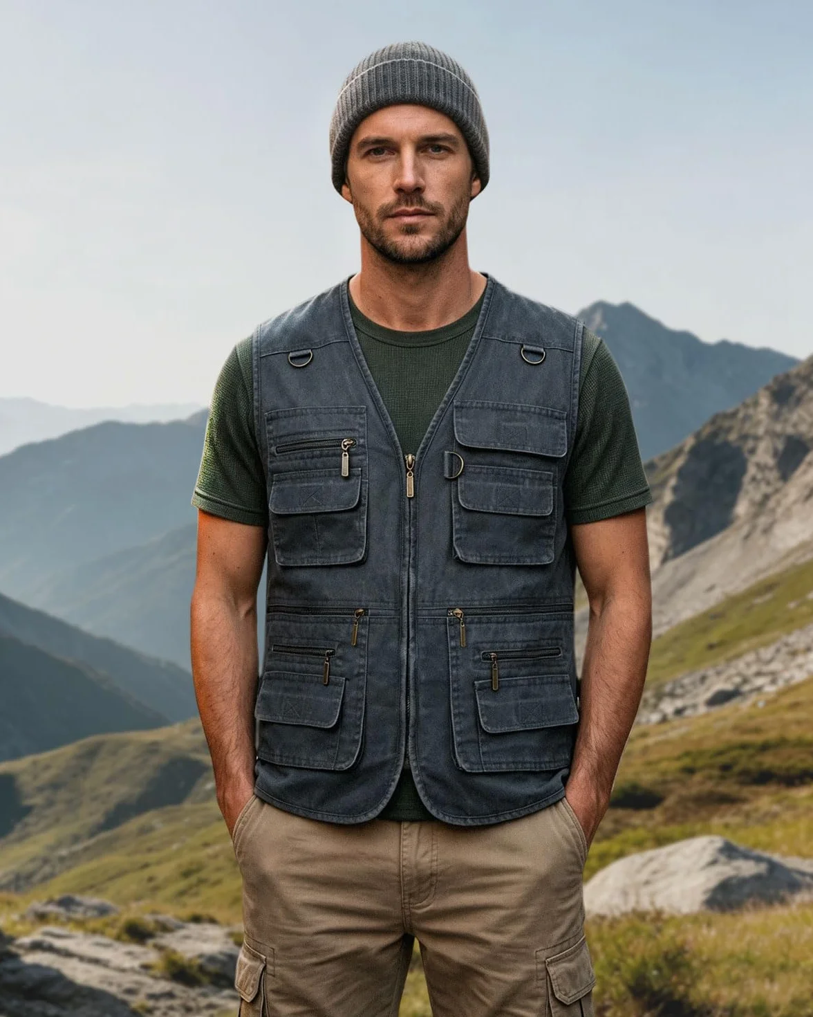 Gilet da Pesca Uomo Gilet da Viaggio Sport Multitasca Giubbino da Lavoro Smanicato Reporter Caccia Gilet da Fotografi Giacche Safari