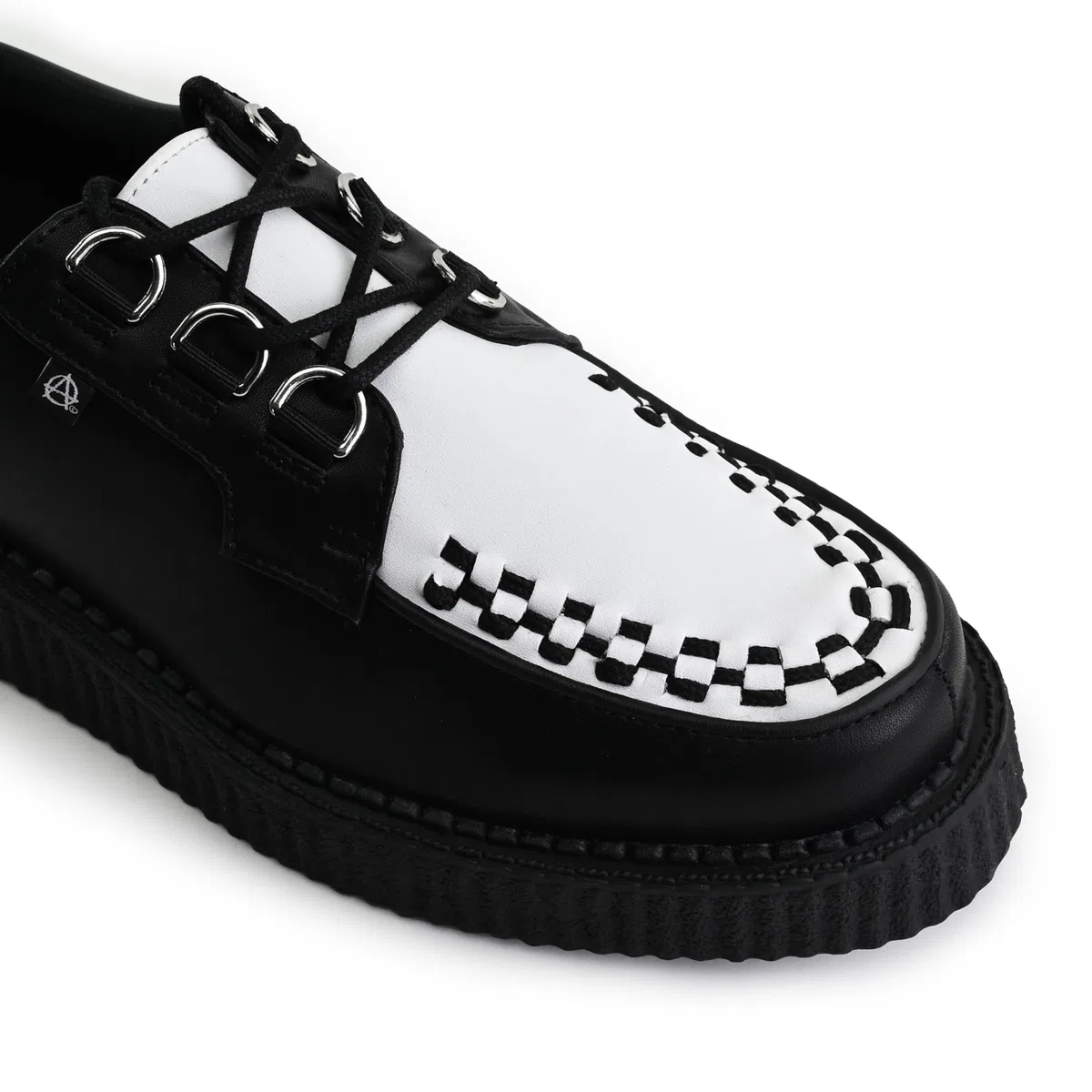 T.U.K Anarchic Creeper Scarpe in Pelle per Uomo e Donna - Scarpe Gothic e Punk Rock - Creeper da Bordello - Scarpe con Zeppa Stringate