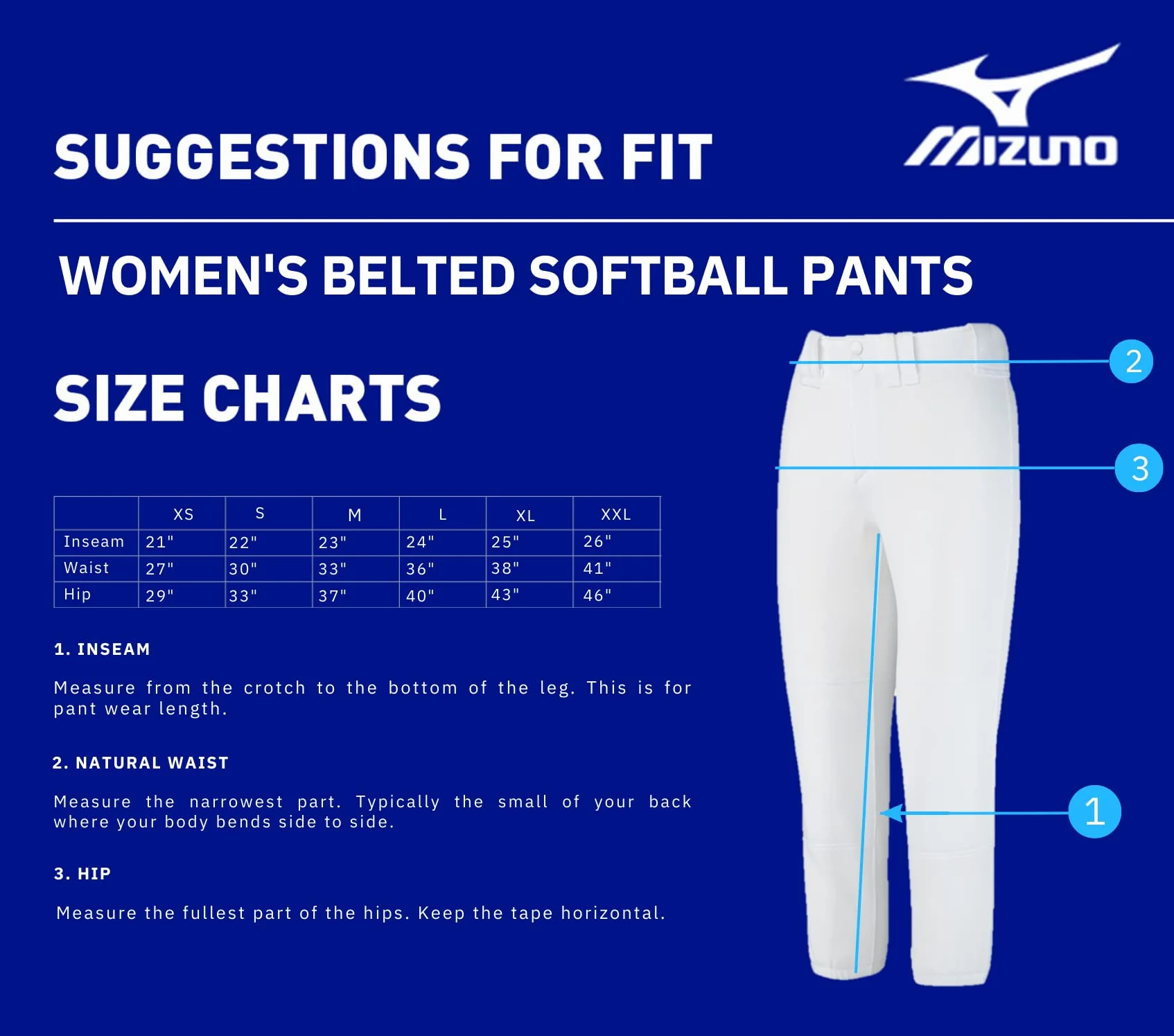 Mizuno - Select Belted Low Rise, Pantaloni Donna